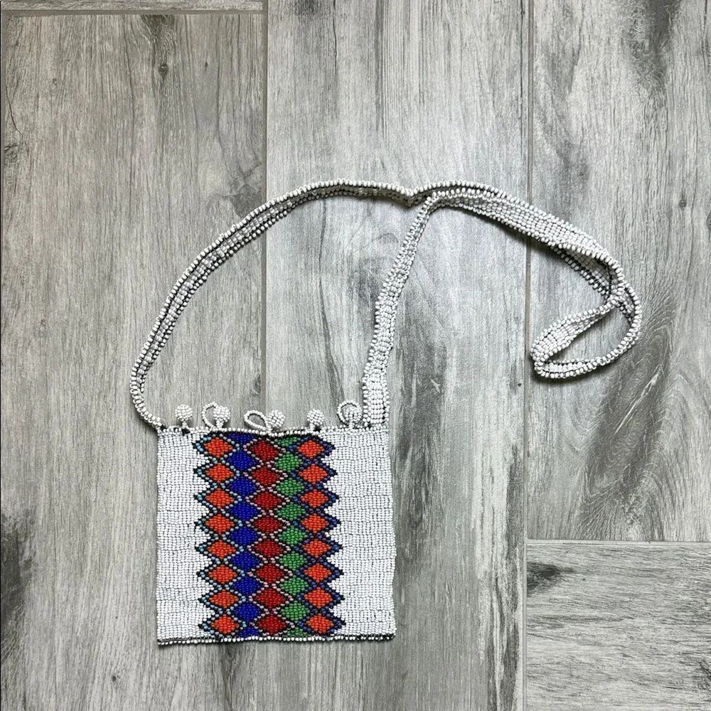 Handcrafted Beaded Crossbody Bag - Multicolor